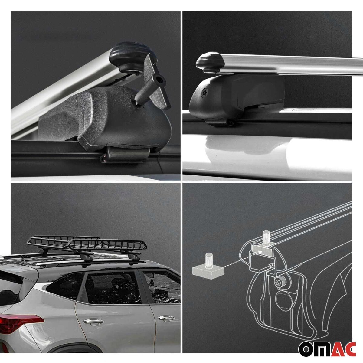 Mercedes GLC X253 Roof Rack Cross Bars - Omac - Boldbar V2 - Gray - '15-'20